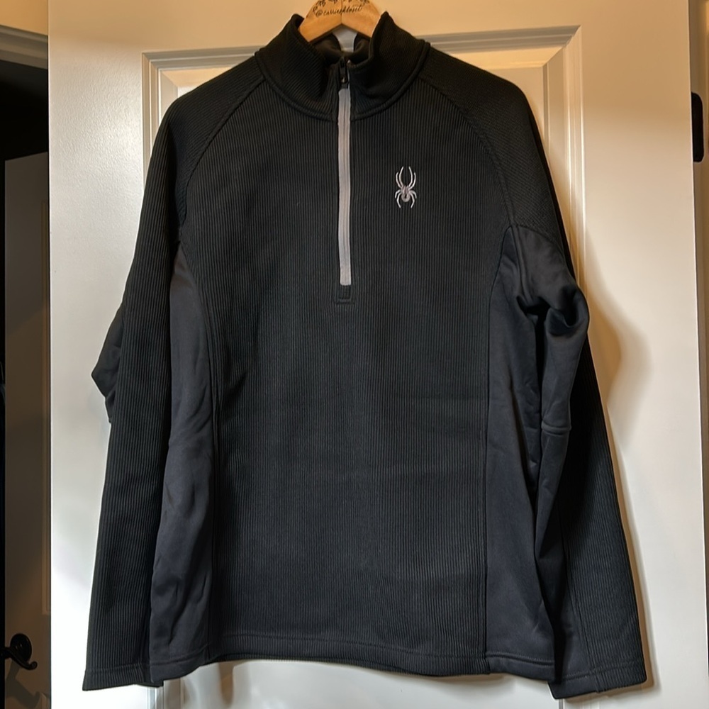 NEW Men's Spyder 1/4 zip black pullover size large - Picture 3 of 6
